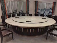 新中式自动餐台餐椅定制	圆桌旋转餐台尺