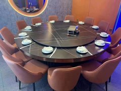 16人餐台桌定做价格     圆形电磁炉餐桌带转盘