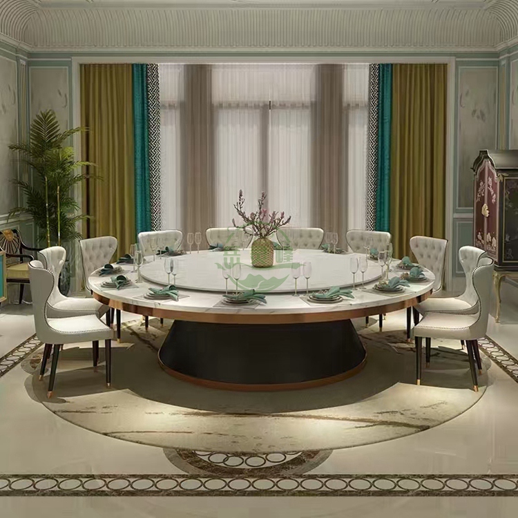 大理石28人餐桌椅材质	酒店自动桌转盘岩板尺寸