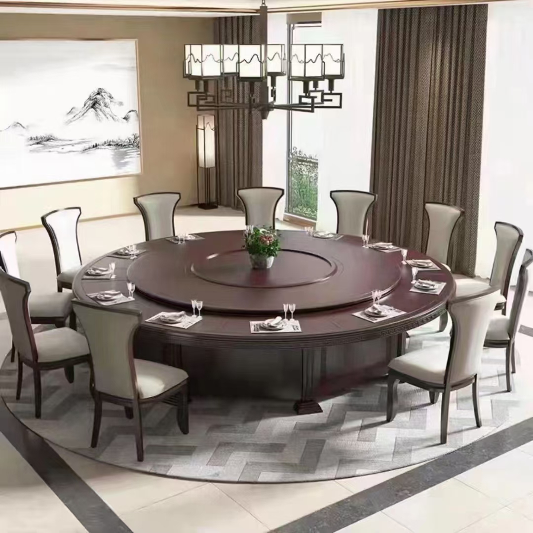 椭圆形电动餐桌厂	能旋转的叁拾人电动餐