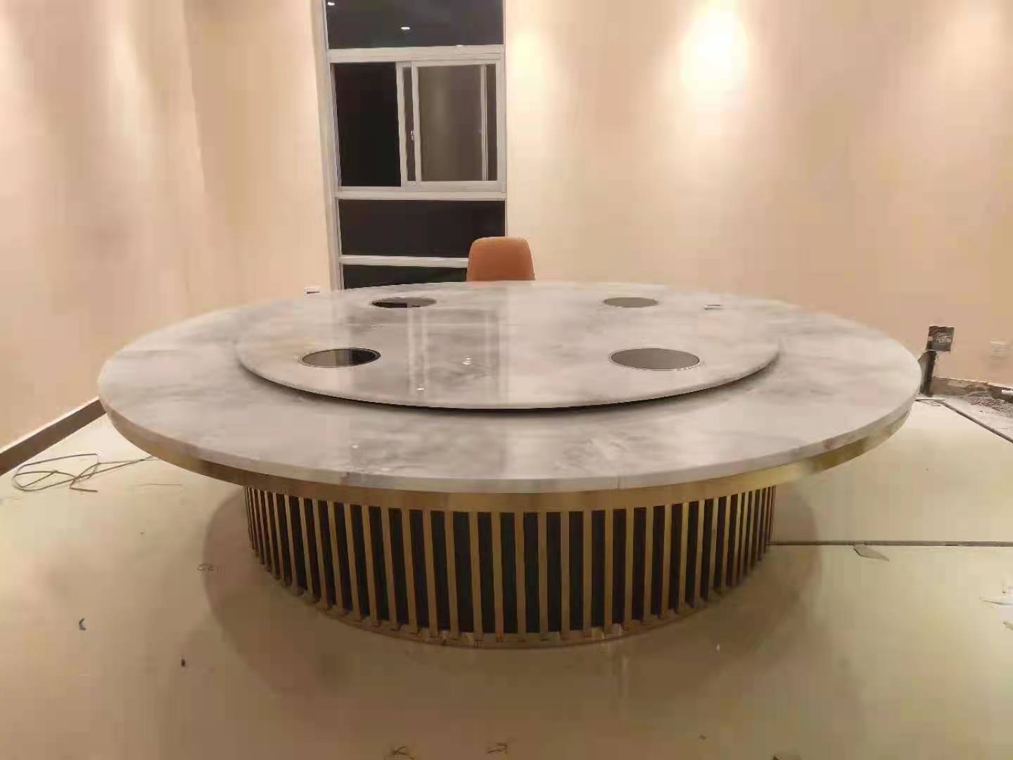 豪华电动餐桌转盘价格   自动旋转电动圆餐桌的