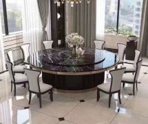 新中式酒店家具电动餐桌	圆形旋转餐台支架